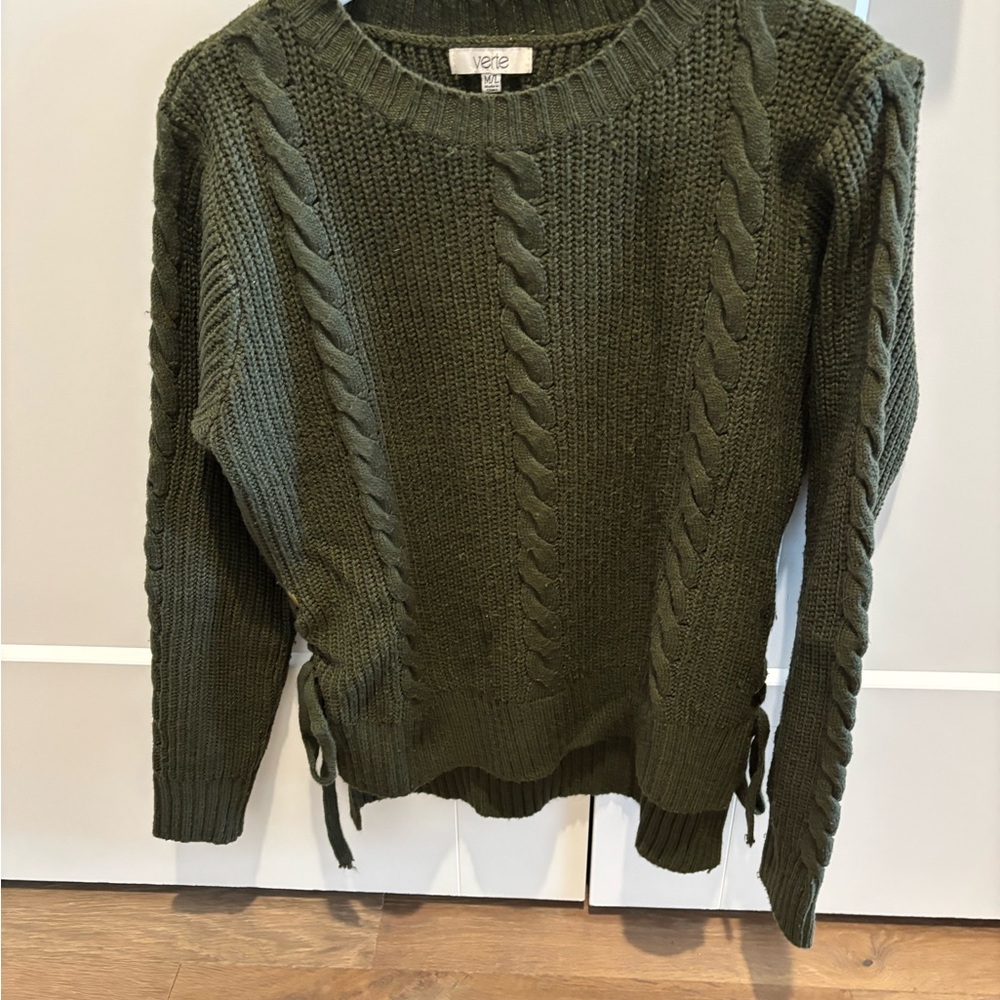 Verve Olive Cable Knit Sweater